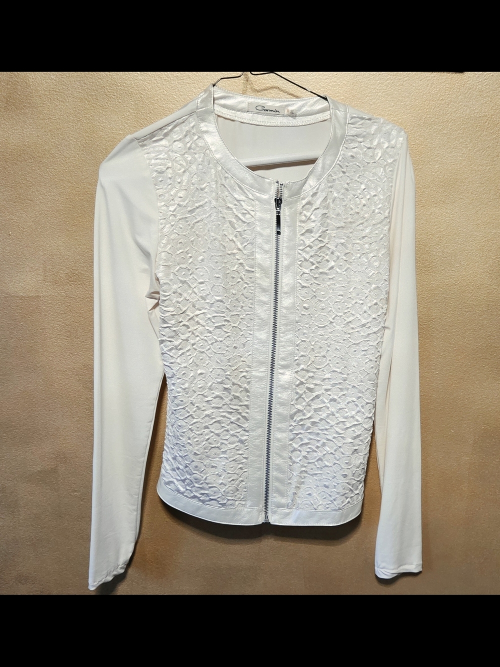 Cream CARMIN Lace-Front Zip Jacket - Women Size Small